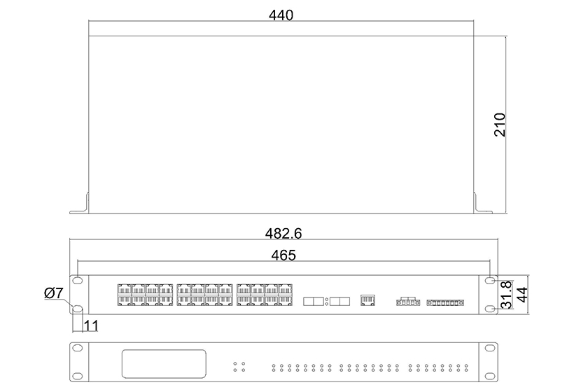 网管百兆2光24电ADC(机架式)-外形尺寸