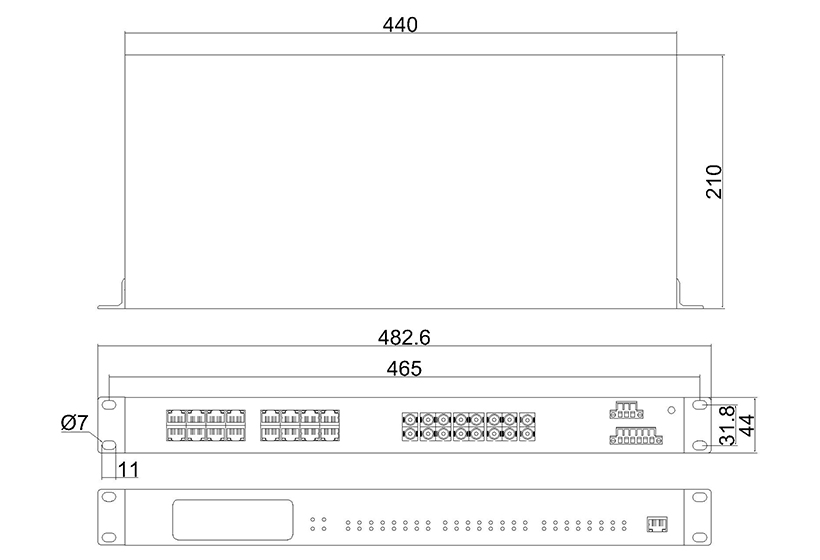 网管百兆8光16电ADC(机架式)-外形尺寸