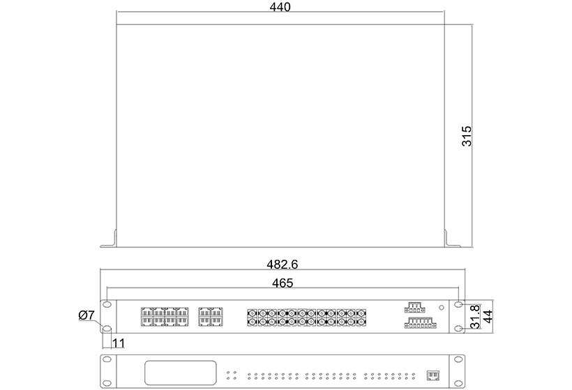网管百兆12光12电ADC(机架式)-外形尺寸