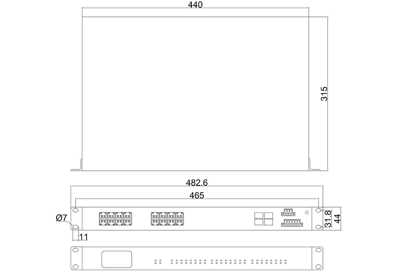 千兆4光16电ADC(机架式)-外形尺寸