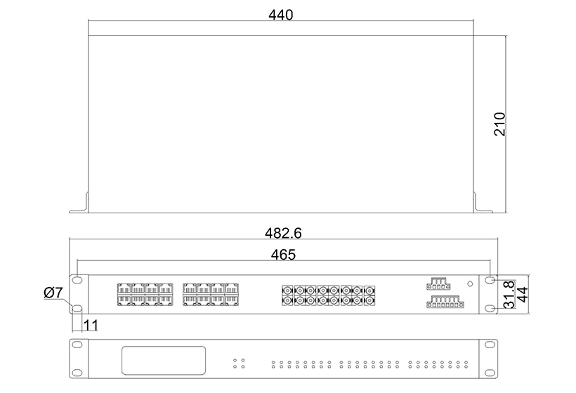 百兆8光16电ADC(机架式)-外形尺寸