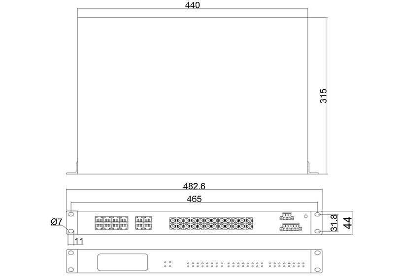 百兆12光12电ADC(机架式)-外形尺寸